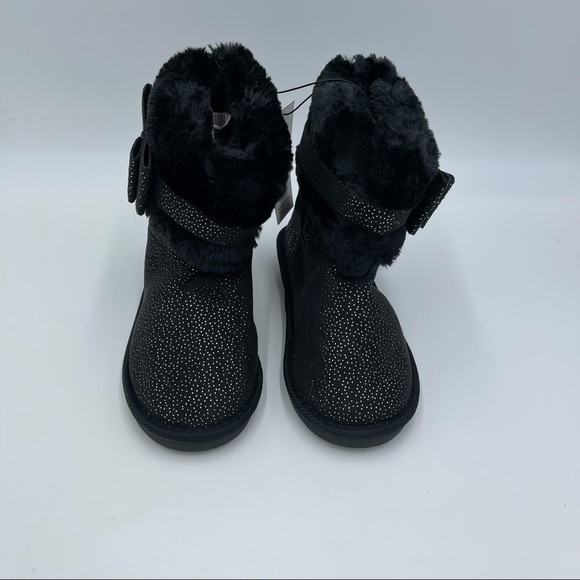 BEBE Shimmer Microsuede Faux Fur Short Boot - Picture 1 of 9